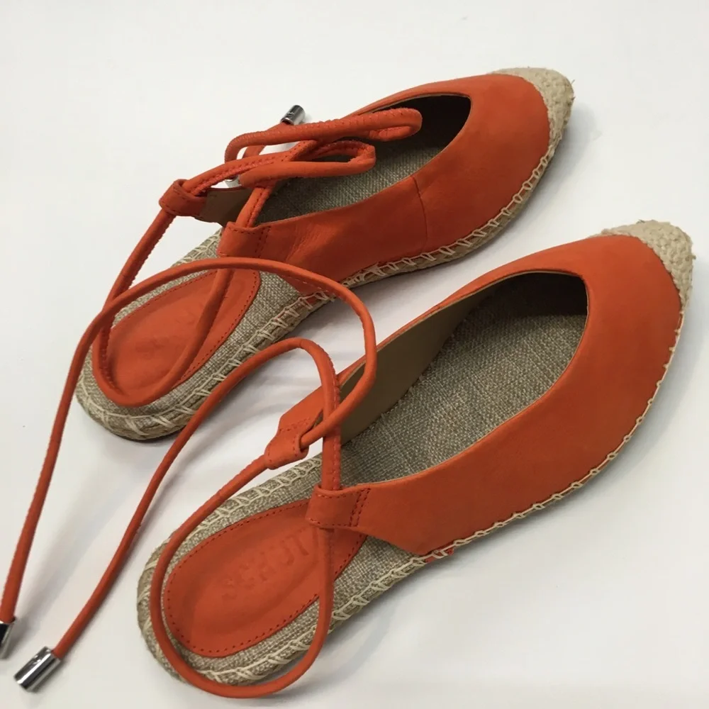 SCHUTZ Pointy Toe Sling Back Sandals 7.5 Orange Spring Casual Resort Vacation